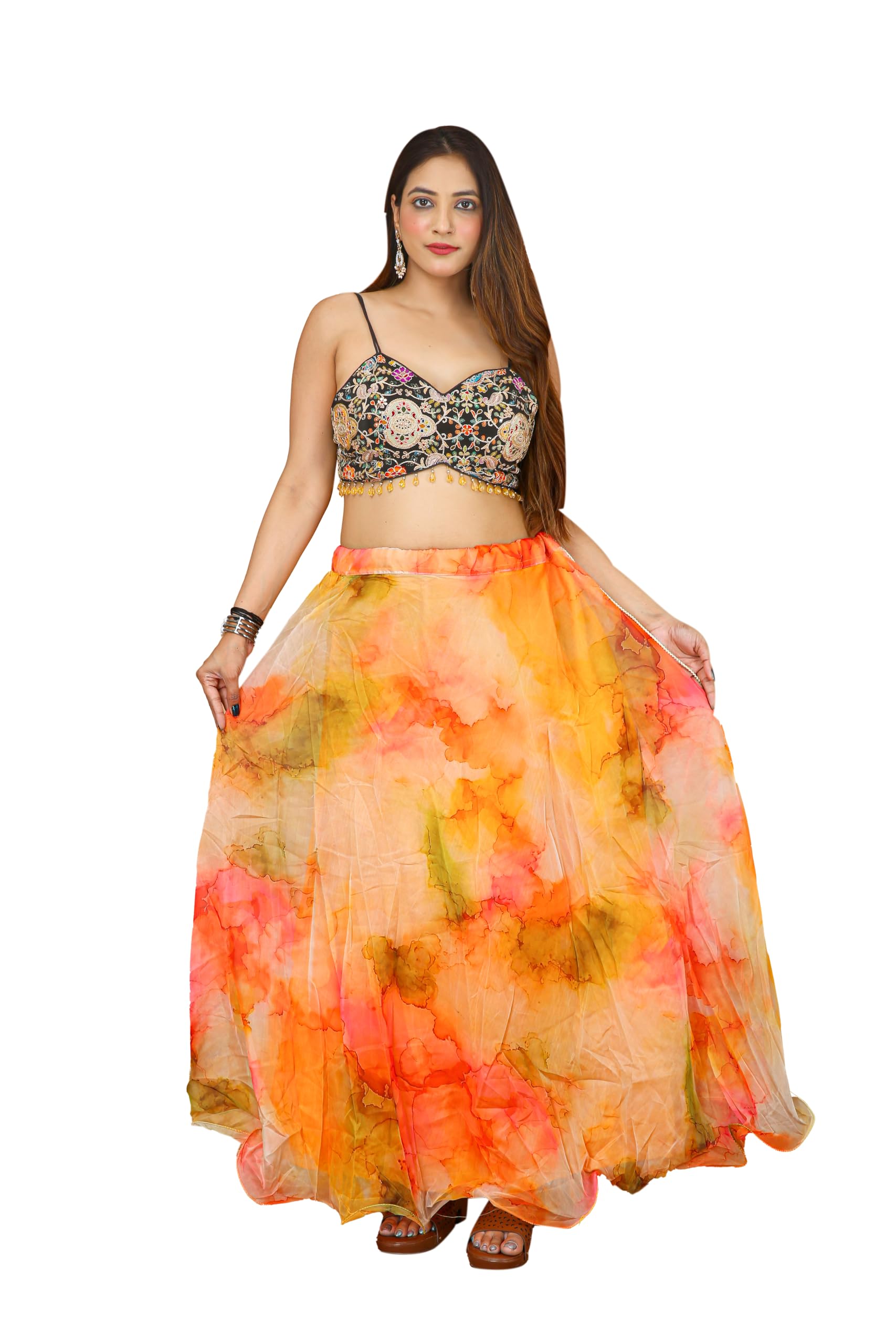 Multicolour Tie-Dye Floral Skirt-picture-35