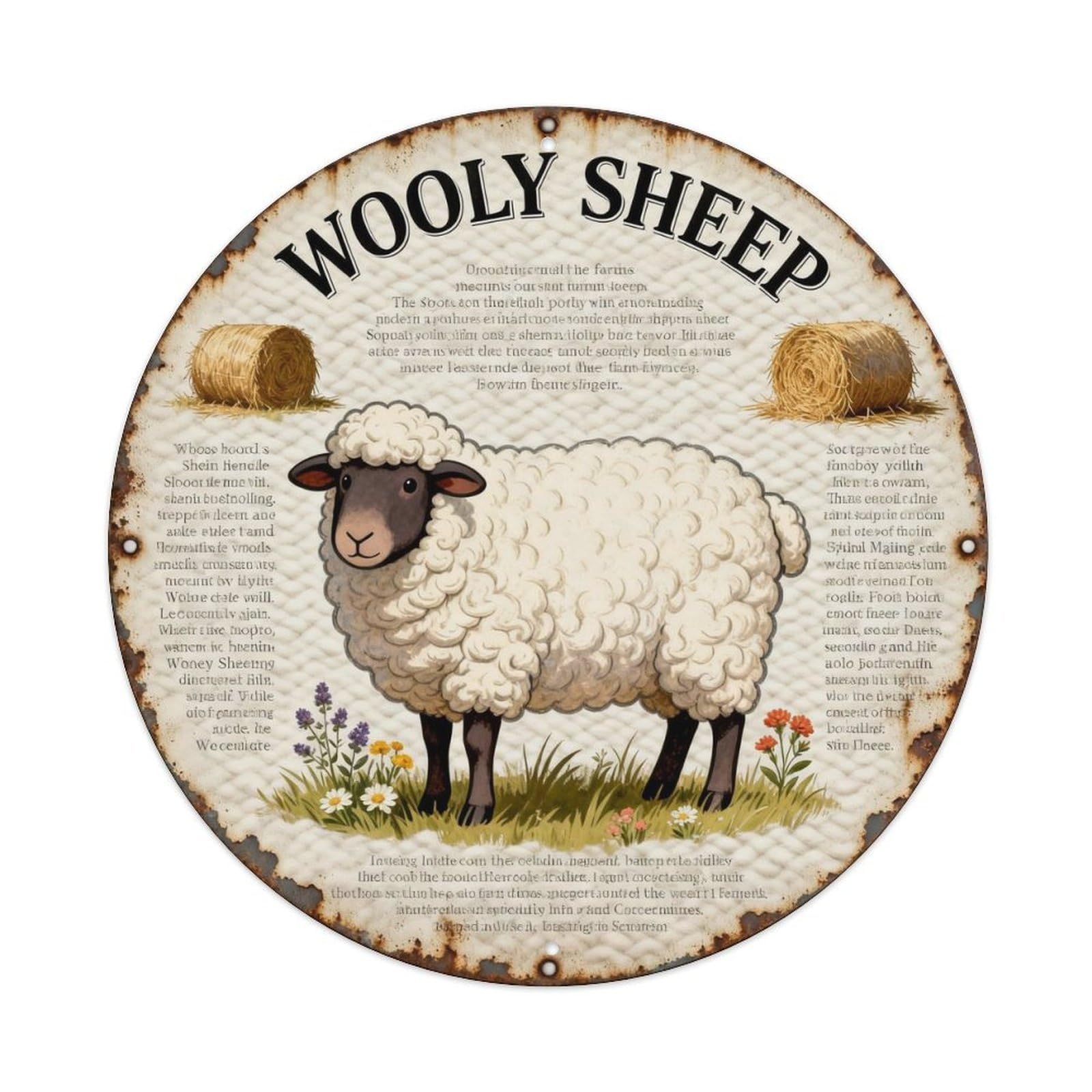 WOOLY SHEEP Metal Tin Sign Plaque