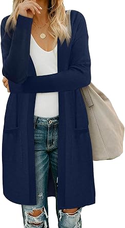 Moss Rose Womens Classic Sweaters Cardigan Long Sleeve Knit Coat Outwear with Pocket Available in Plus Size