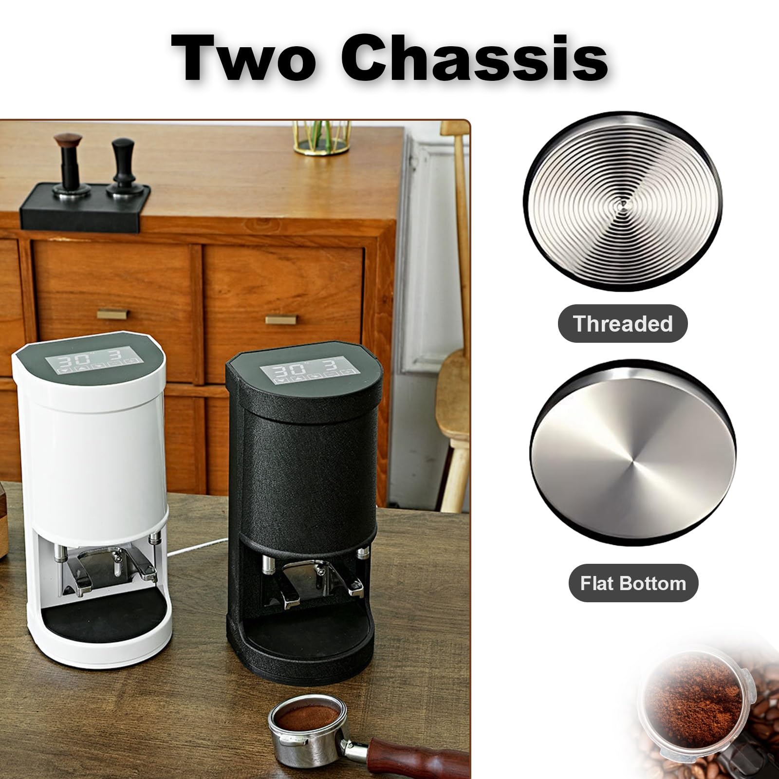 Komercyjny Ubijak do Kawy,Elektryczny Prasa do Kawy Mielonej,Automatyczny Ubijak do Espresso, do Codziennego Użytku w Profesjonalnej Kawiarni(White,Flat)