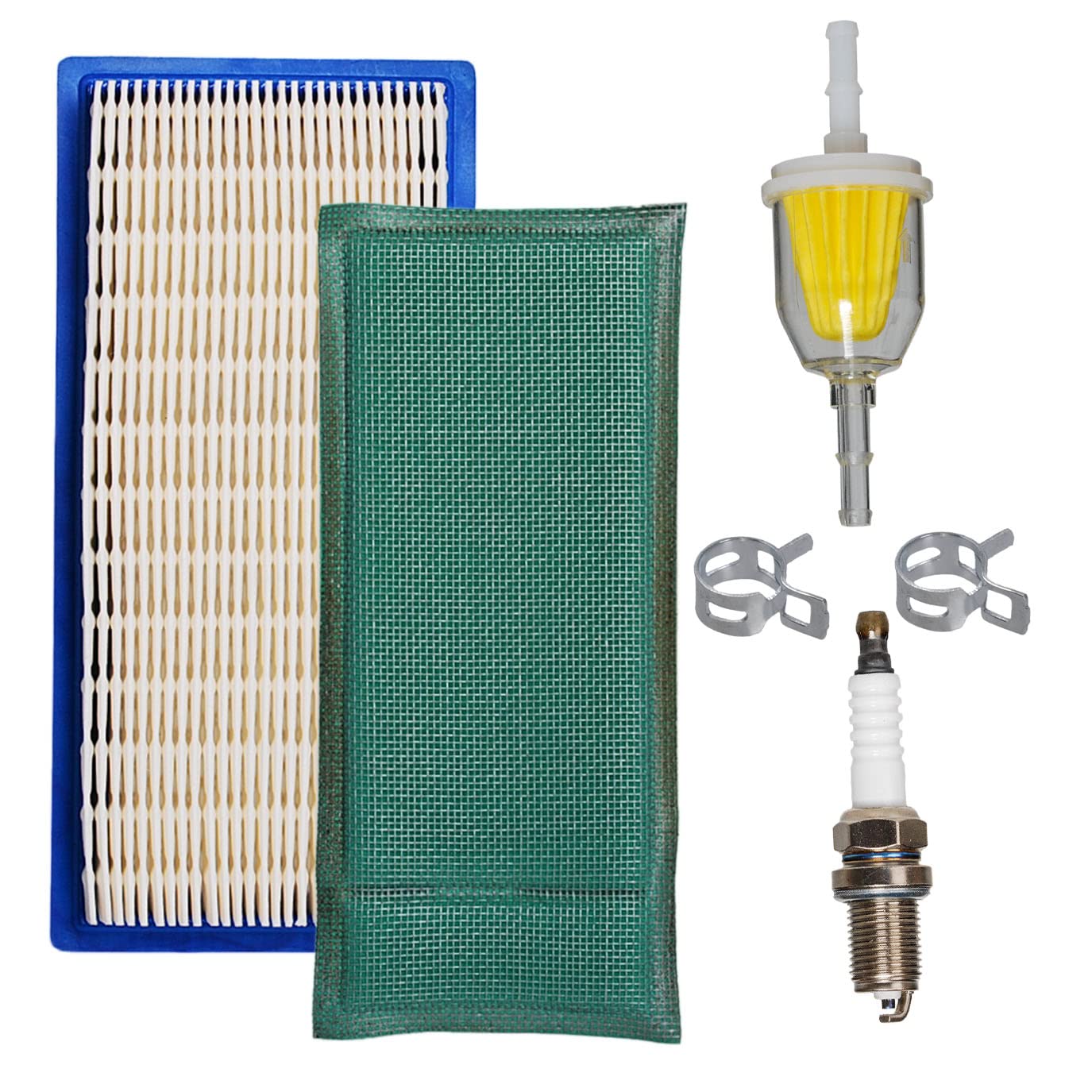 HIFROM 710266 Flat Air Filter Cartridge Cleaner 710268 Pre-Filter with Fuel Filter Spark Plug Kit Compatible with 0710266 185400 235400-245400 fit 9-15 HP Single Cylinder Vanguard Engines
