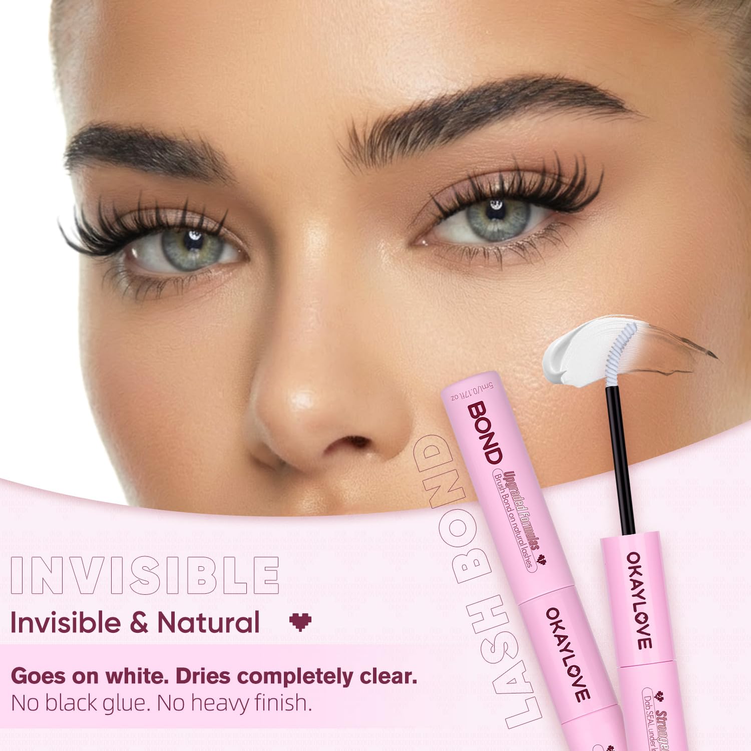 OKAYLOVE Lash Cluster Glue, Waterproof 2-in-1 Bond and Seal