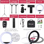 EOTO LIGHT LED Ring Light, 18 inch Ring Light with Tripod Stand, 55W 6000K Photography Light with Bag and Remote for Makeup Tattoo Artist Lash Extension Barber Studio Video Lighting with CRI>90 (18S)