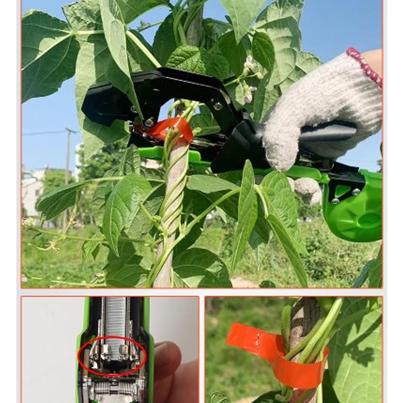 Hidyliu Máquina para Atar Plantas, Herramienta de Jardinería Ligera de Alta Precisión para Plantas de Tomate, Pepino, Vid, Acero Al Manganeso, 1 Máquina para Atar
