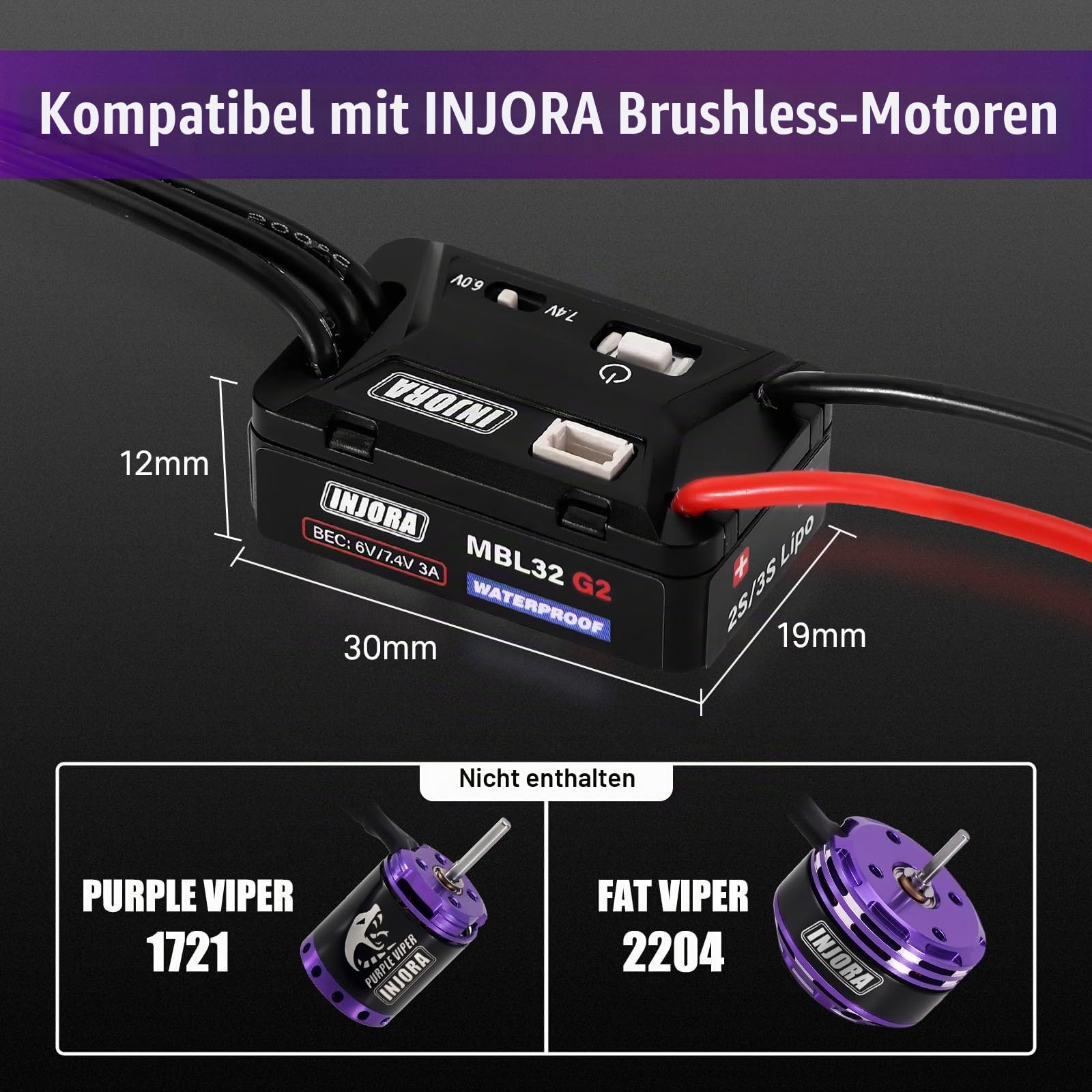 INJORA MBL32 G2 Wasserdichter Mikro Brushless Regler mit Anleitung für 1/24 1/18 RC Crawler TRX4M Ascent18 SCX24