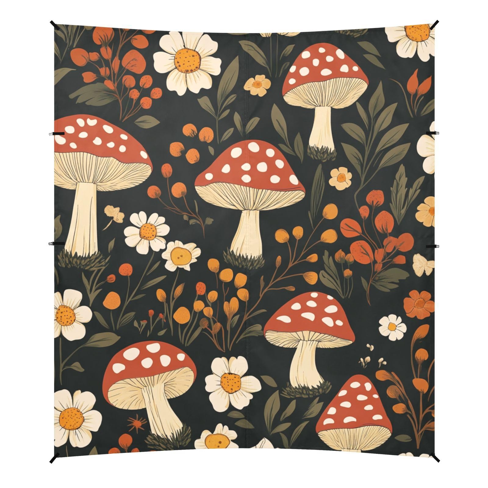 Mushroom Flowers Stable Beach Tent UPF50+ Protection Waterproof Sun Shade with Sturdy Poles, Sandbags and Shovel for Backyard and Camping