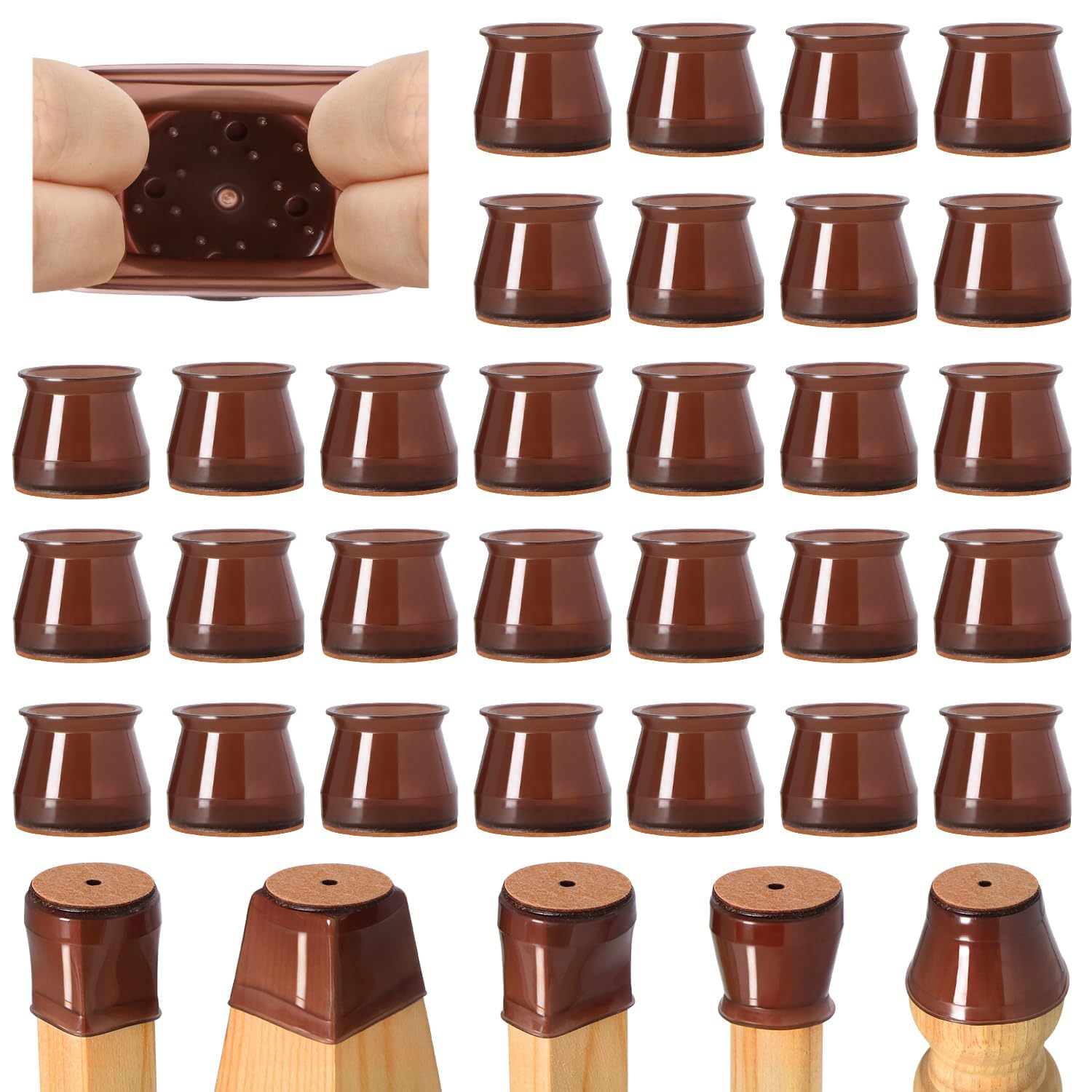SN Expo 32 Pcs Large Brown Chair Leg Floor Protectors - Silicone Covers with Felt Bottom - Protect Hardwood, Wood, Tile Floors - Non-Slip, Furniture Leg Caps (32pcs) (B0D54JS3J5) Amazon Price History, Amazon Price Tracker