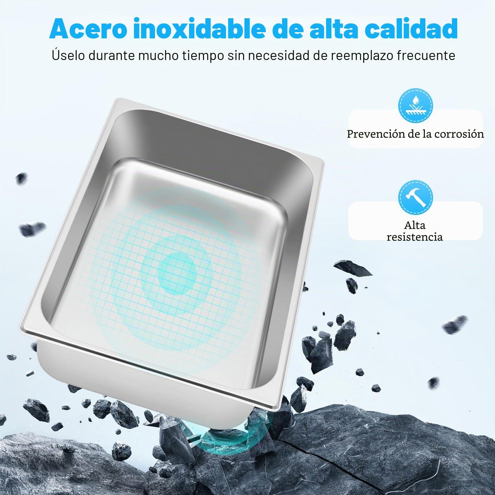 Gastronorm - Juego de 4 recipientes para alimentos con tapa, 9 litros, acero inoxidable, recipiente para calentar alimentos, tartas, sartén de hotel, mesa