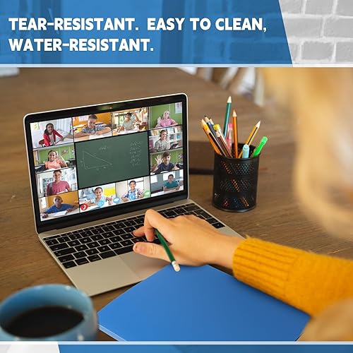 Miniatura 5 de Teling Paquete de 8 carpetas de abrazadera sin perforaciones sin anillos con clip de metal y cubiertas de polietileno, carpeta flexible de color