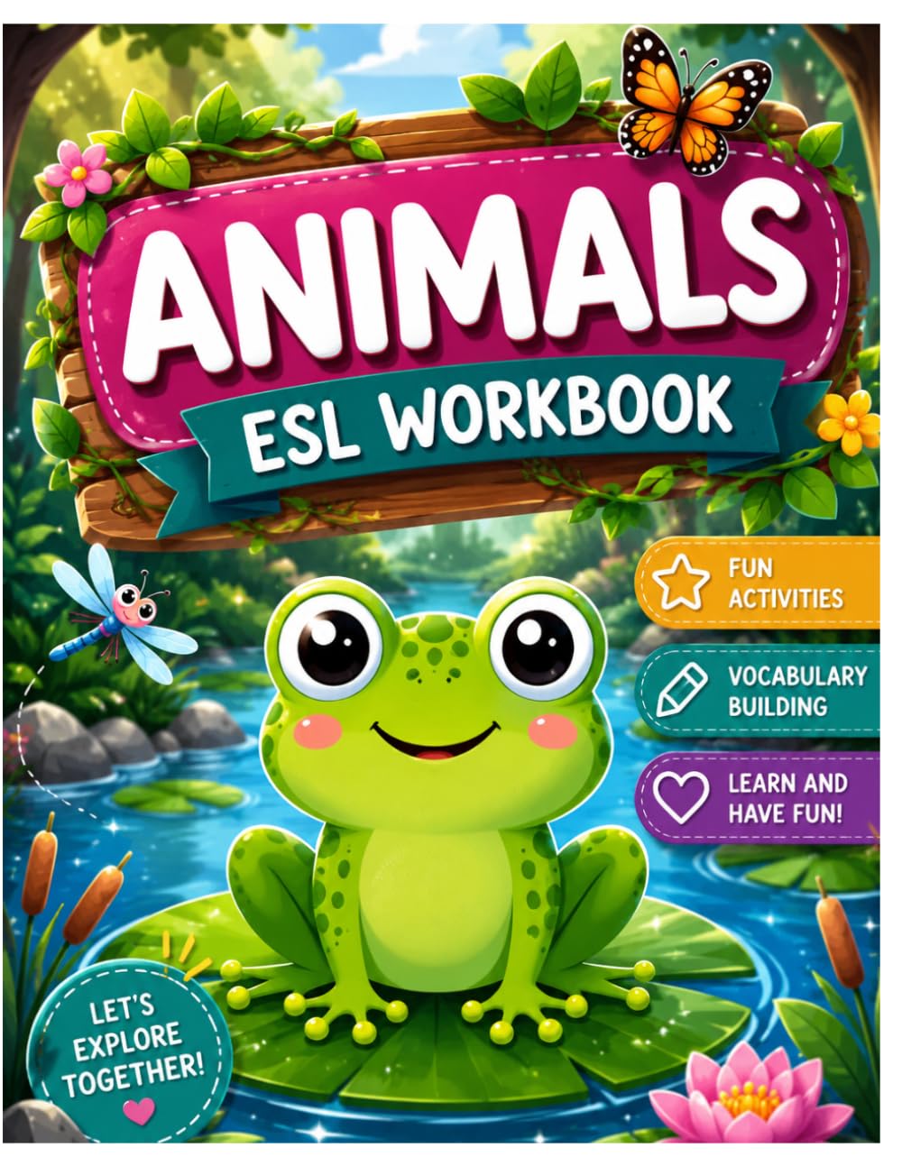 Fun Animal Activities, Vocabulary Building & English Learning for Kids Ages 3–8: Learn and Have Fun