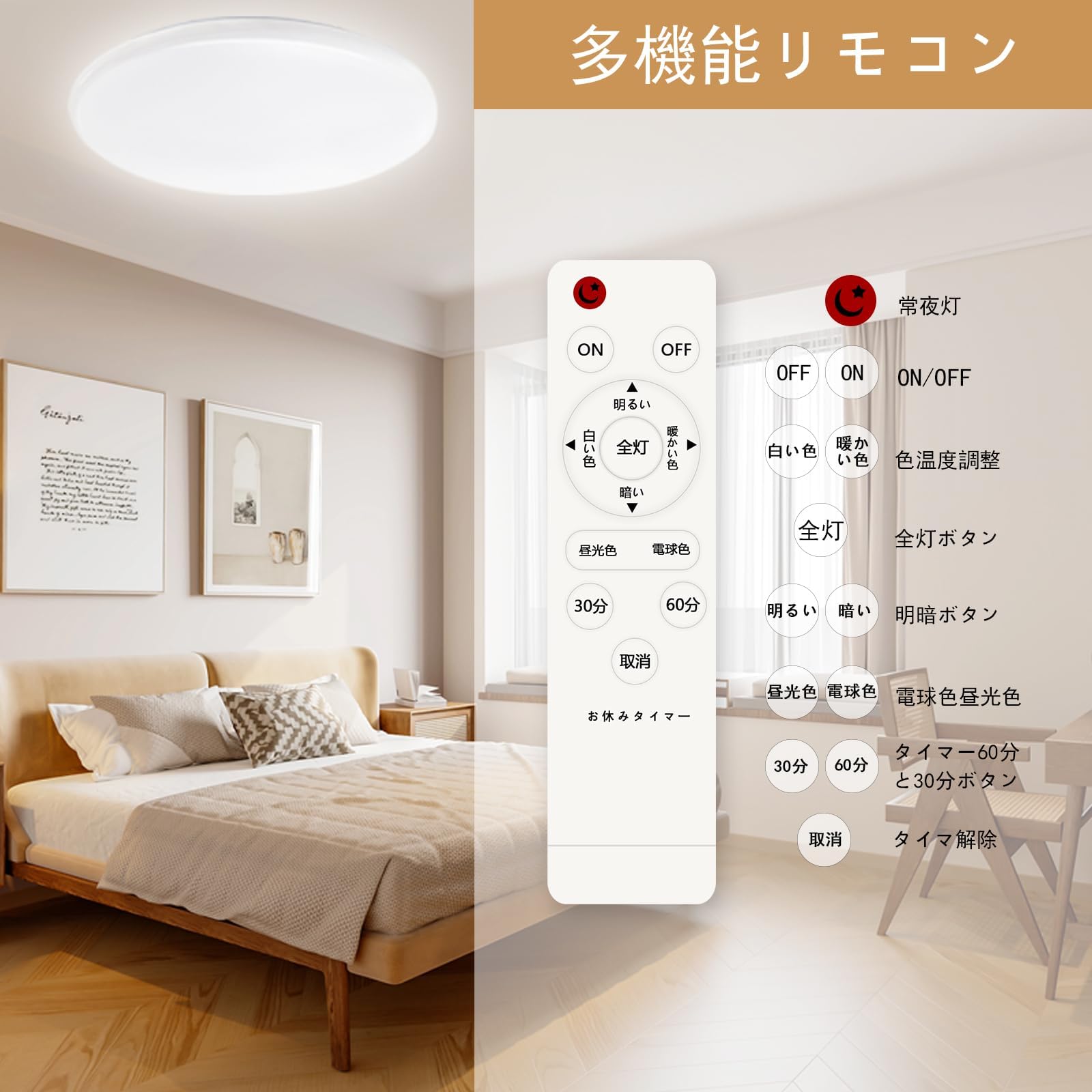 Amazon.co.jp : LED シーリングライト 6畳 28W 3600LM無段階調光調色