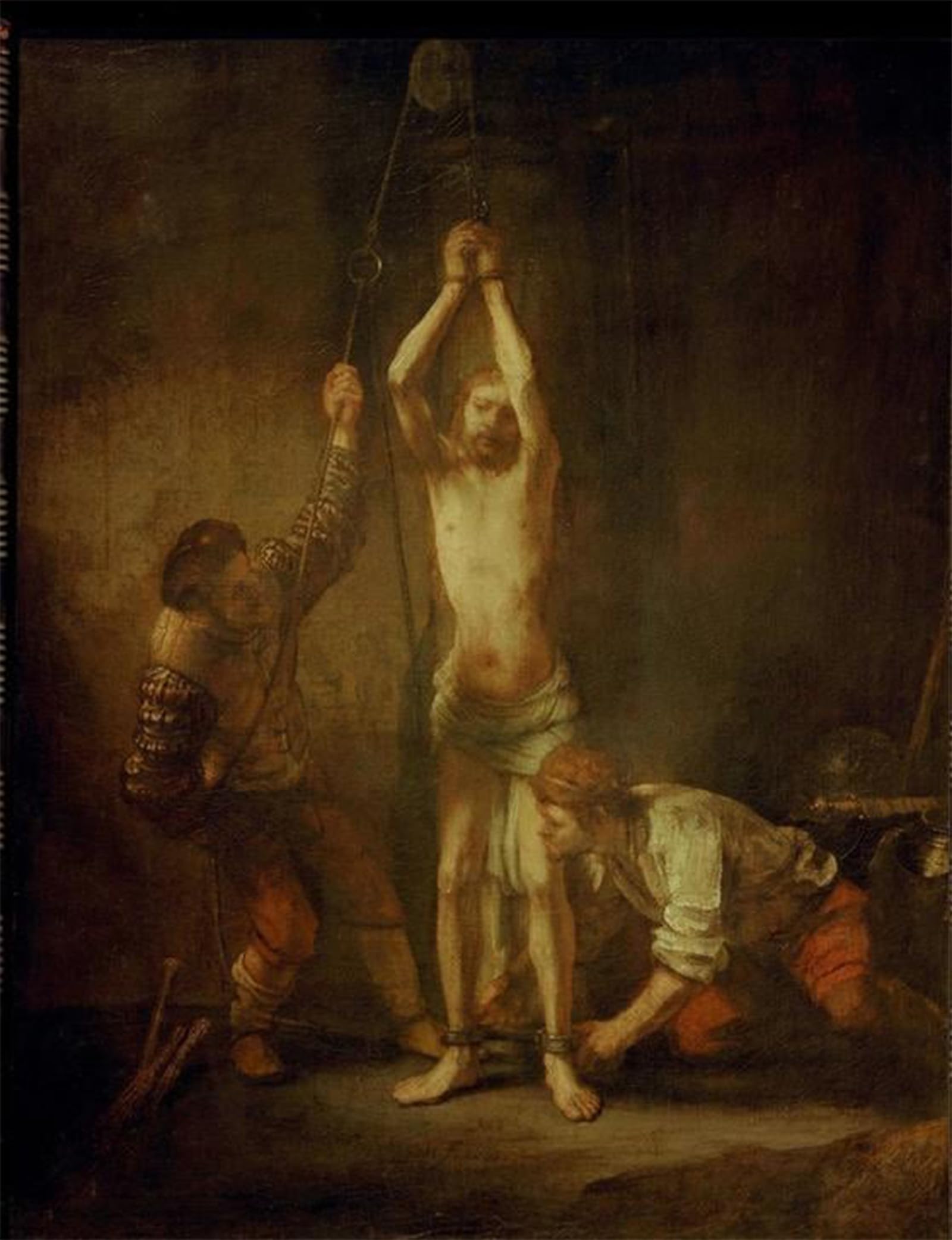 ARTXLXXBN Famous Painting Canvas Artwork Graffiti Print Christ on the scourge column by Rembrandt van Rijn Portrait Canvas Image for Home Decor 60x90cm