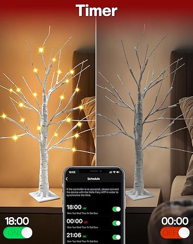 Miniatura 3 de Árbol de abedul inteligente RGB de 2 pies  Árbol iluminado LED que cambia de color, paquete de 2 con control de aplicación Bluetooth, 16 millones de