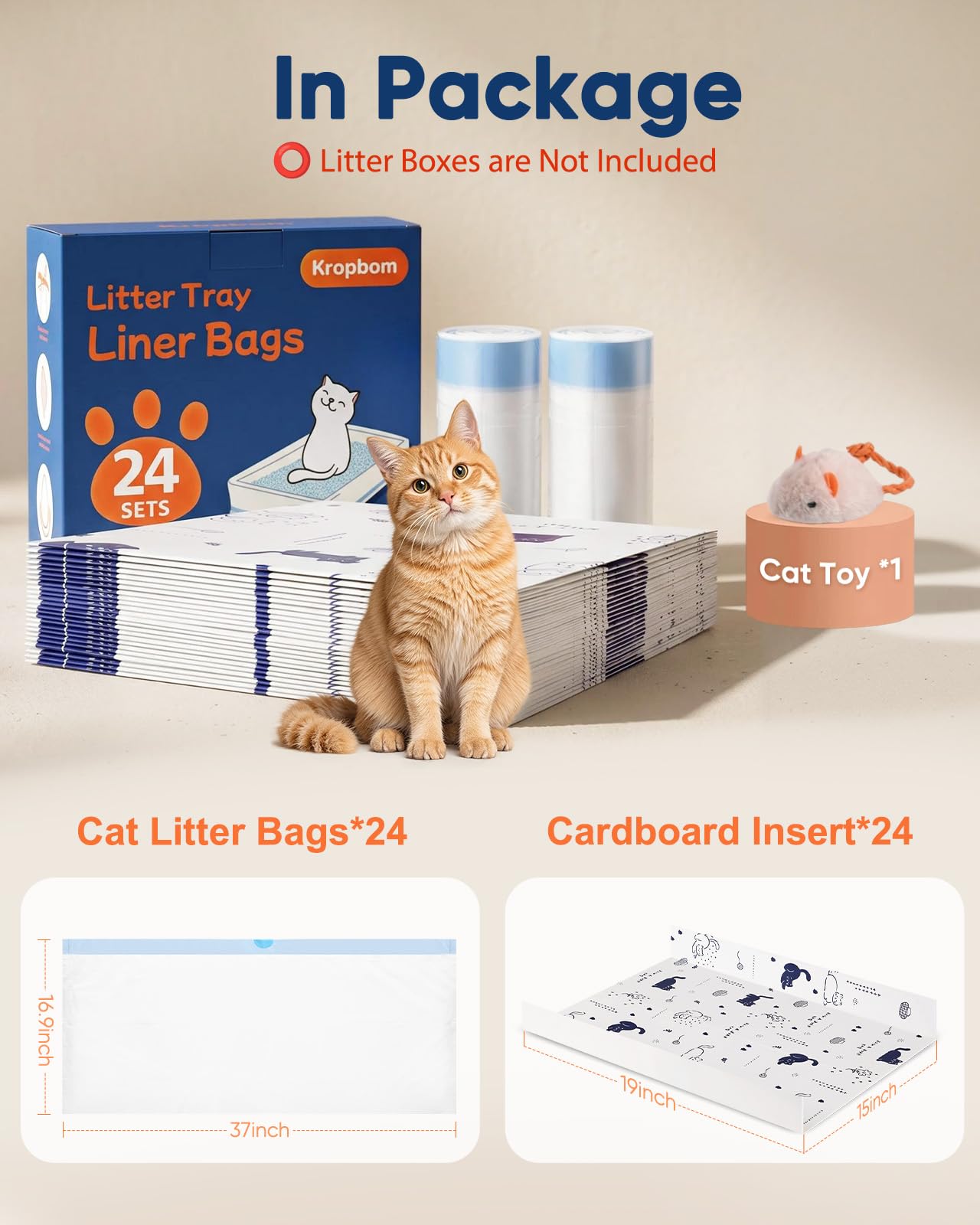 Paquete de 24 forros para caja de arena compatibles con Safe Pets Scoopfree para caja de arena para gatos, bolsas grandes para excrementos de gatos con cartón antiarañazos y cordón, resistente al