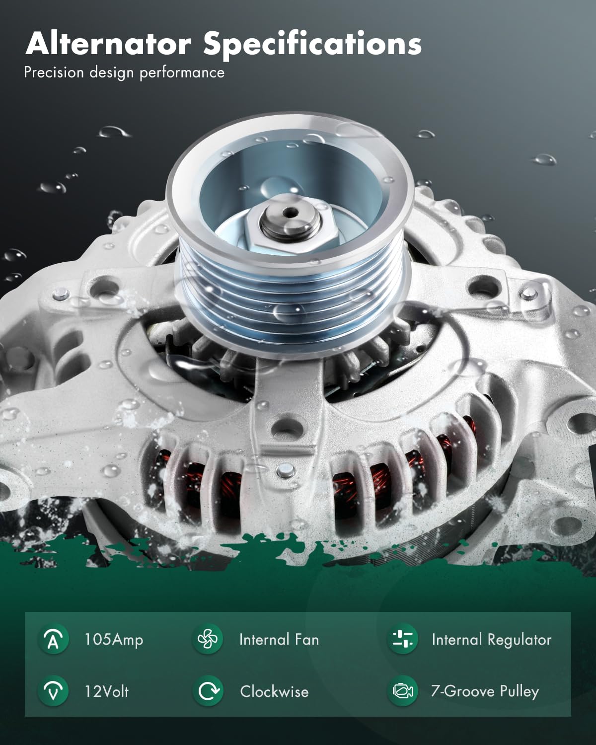 SCITOO Alternator Fits For Honda CR-V 07-09, For Civic 06-10, For Accord 03-07, Element 03-09 & For Acura CSX 06-08, TSX 04-08, 2.0L 2.4L- 12V 105Amp CW 7-Groove Pulley, Replace OE 13980, Alternators - Canada