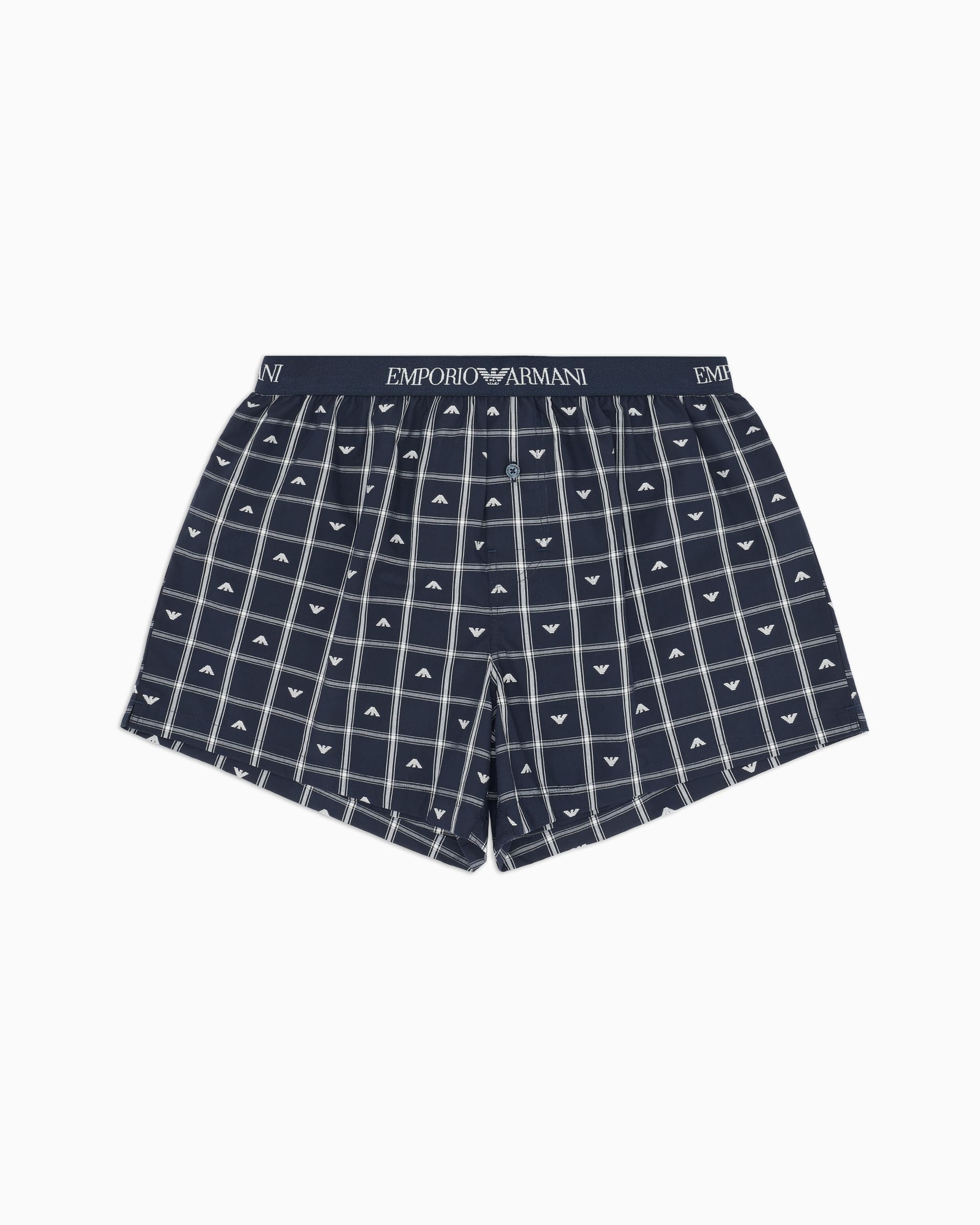 EMPORIO ARMANI Man Yarn Dyed Woven Boxer Blue M