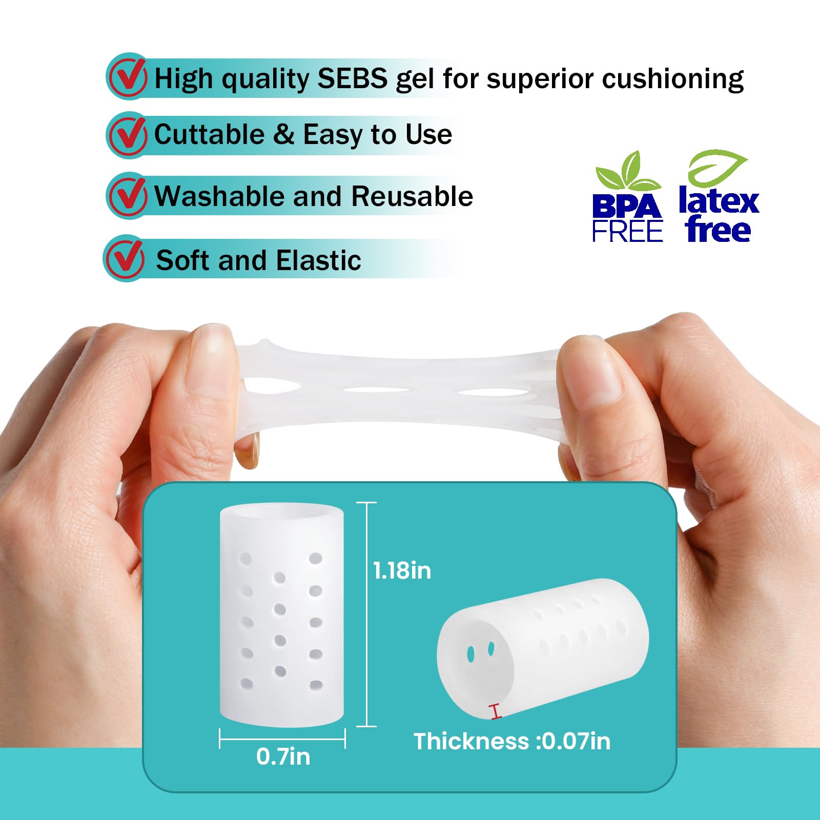 Gel Toe Protector, (14pcs Medium) Open Toe Sleeves, Toe Caps, Breathable Toe Cushions for Blisters, Corns, Hammer Toes, Toenails Loss (Infused with Aloe Vera Extract)