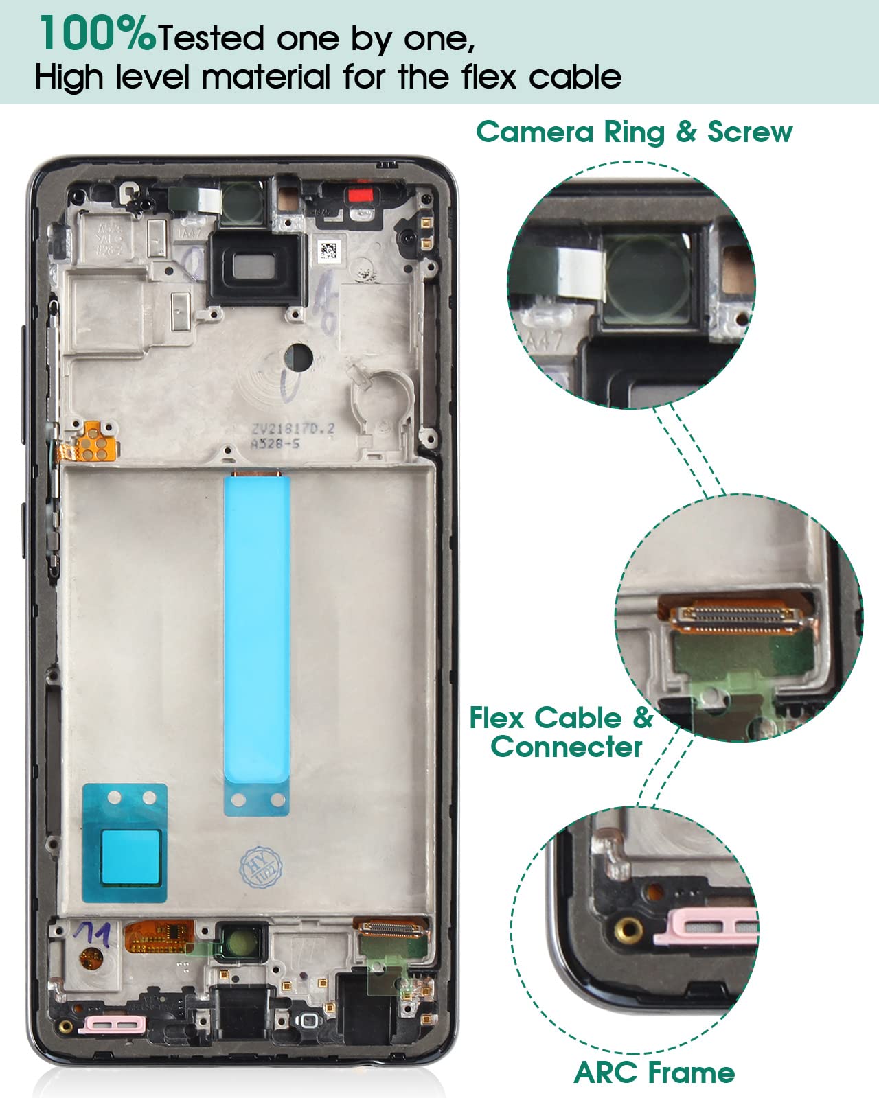 Écran tactile de rechange TFT pour Samsung Galaxy A52 5G LCD pour Samsung A52 5G Digitizer pour SM-A526B SM-A526U Écran tactile Assemblée Pièce de réparation avec cadre (sans empreintes digitales)