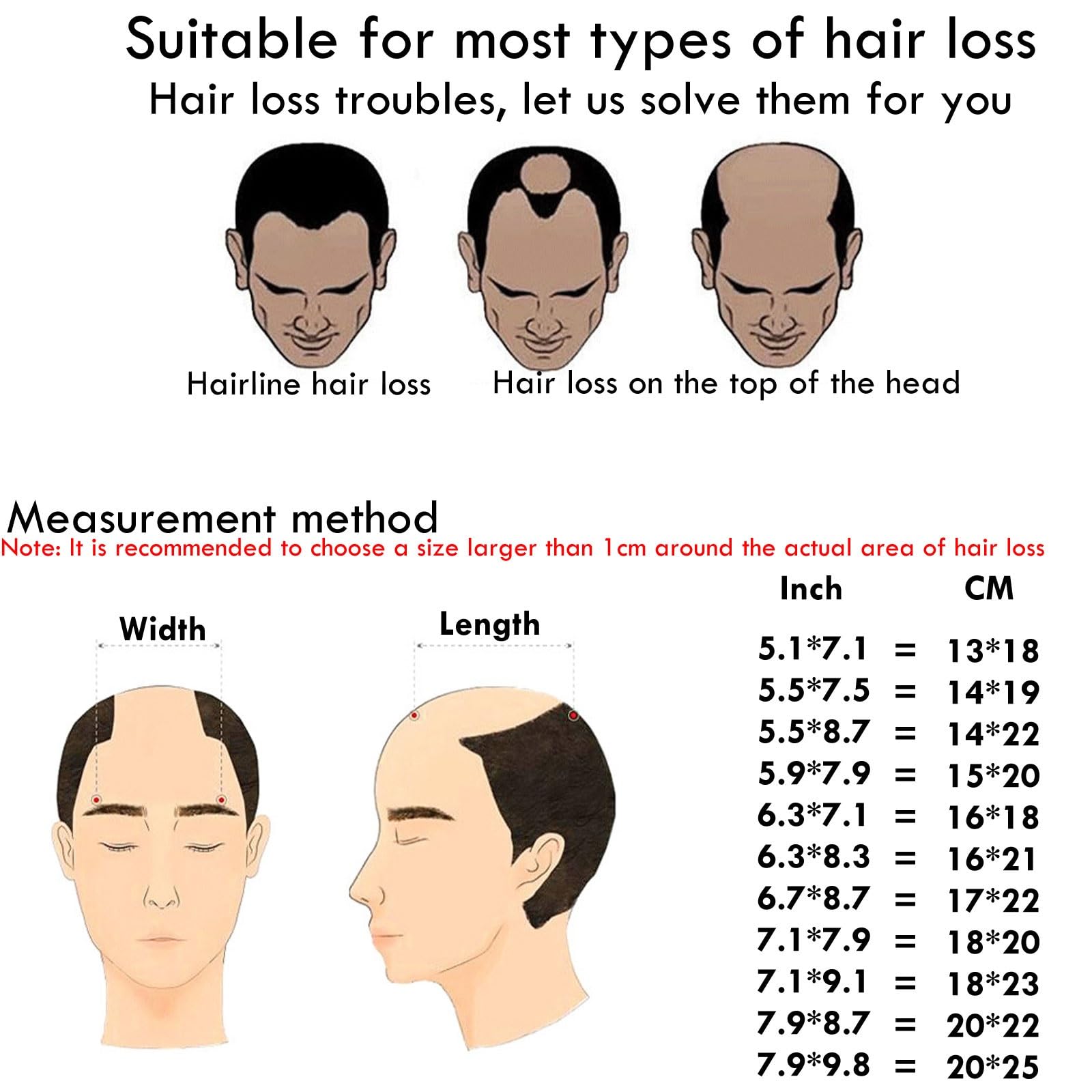 FAXIOAWA Sistema de Unidades de Cabello para Hombre Toupee Piezas de Cabello Natural Sistema de reemplazo de Cabello Humano, Sistemas de Cabello Real para Hombres (Color: Schwarz, tamaño: 13 * 18)
