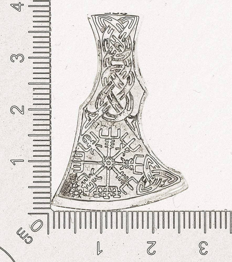 AFP Anhänger Wikinger Axt Vegvisir 925 Sterling Silber AS-657