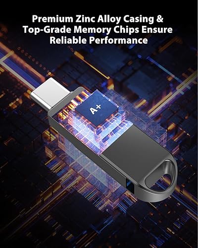 Miniatura 5 de Vansuny Unidad flash USB C dual de 128 GB USB 3.0 2 en 1 tipo C + unidad de pulgar tipo A UDP-Tech impermeable metal Pen Drive portátil OTG Flash