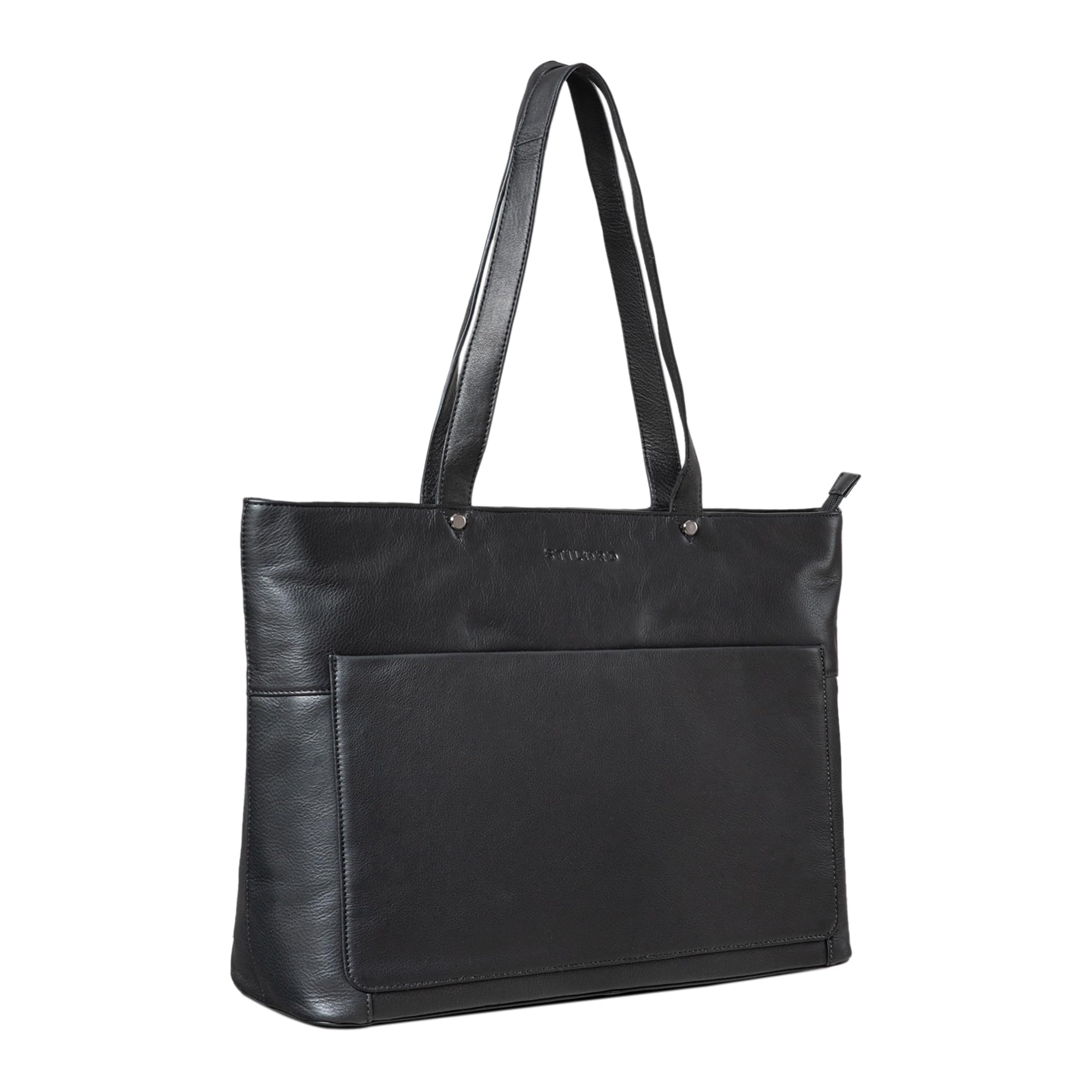 STILORD Shopper Handtasche Astrid – Schwarze Leder Damenhandtasche mit Laptopfach