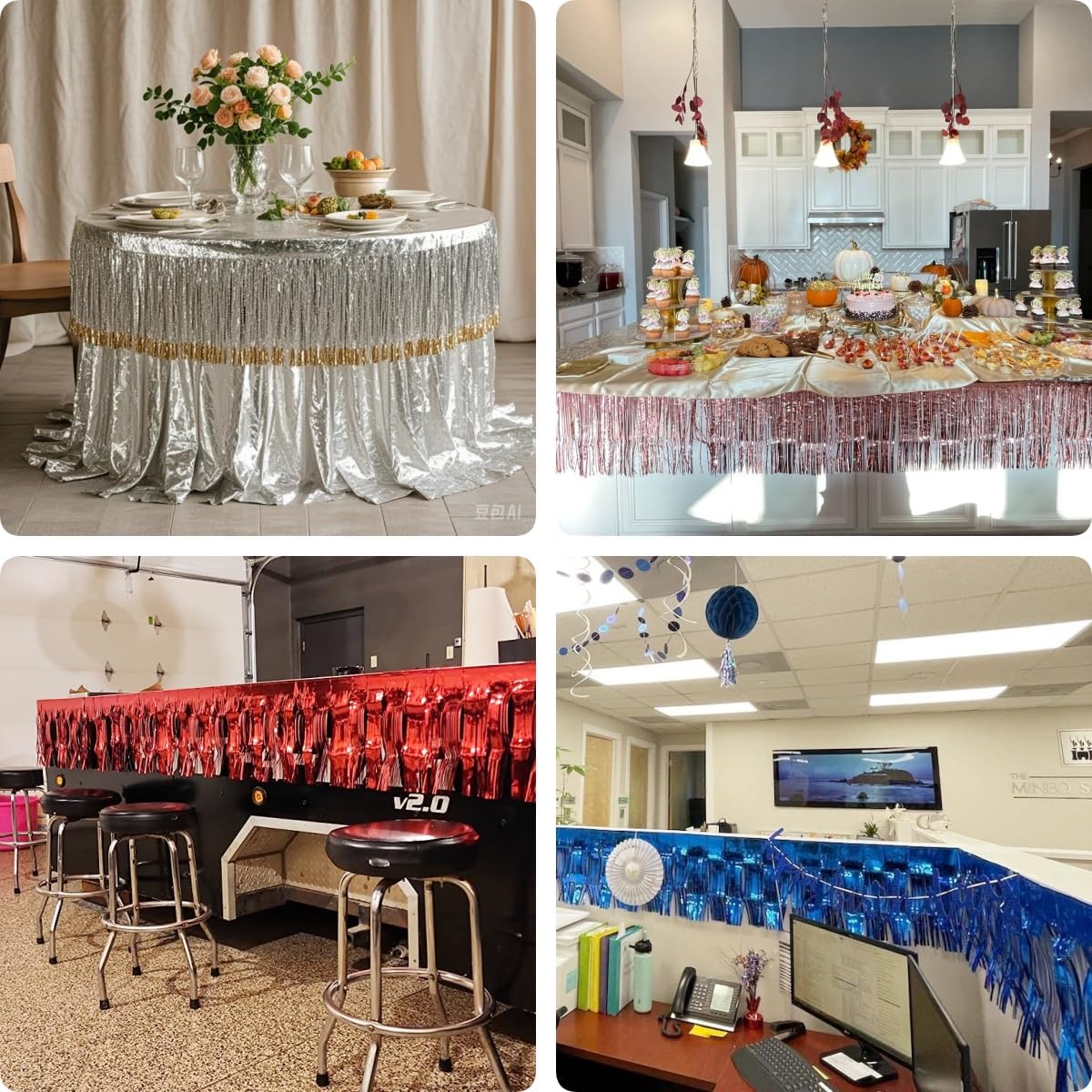 CareCheer Lot De 4 Guirlandes à Franges En Aluminium Métallique