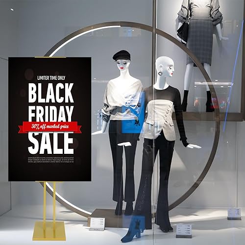 Miniatura 6 de Thyle Soporte de póster para exhibición de pedestal, soporte ajustable de rotación de 360 grados, soporte de cartel de pie resistente con altura de