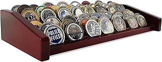 Indeep Challenge Coin Holder Military Collectibles Display Stand Mahogany Finish,8 Rows