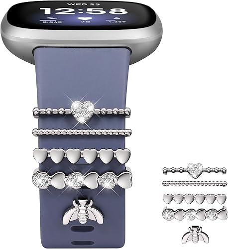 Miniatura 13 de Ouwegaga Compatible con Fitbit Versa 4 Bandas para Mujer/Sense 2/Sense/Versa 3 Bandas, Correa Deportiva de Silicona Suave con 5 Piezas de Anillos