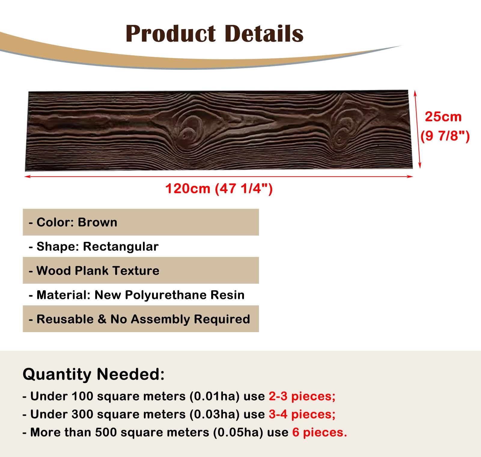 Tappetino per timbri in Cemento con Trama di venature del Legno Vecchio, 120 x 25 cm Stampo in Cemento Rettangolare con Texture di Assi di Legno, Cuscinetti per timbri PE，2PCS