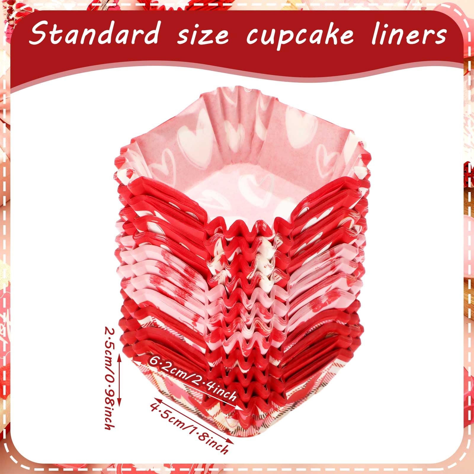 Uiifan 1200 Pack Valentine's Day Square Cupcake Liners Heart Square Brownie Pink Baking Cup for Cupcakes and Cup Liners Party Supplies for Weddings Birthdays Baby Showers 1.7