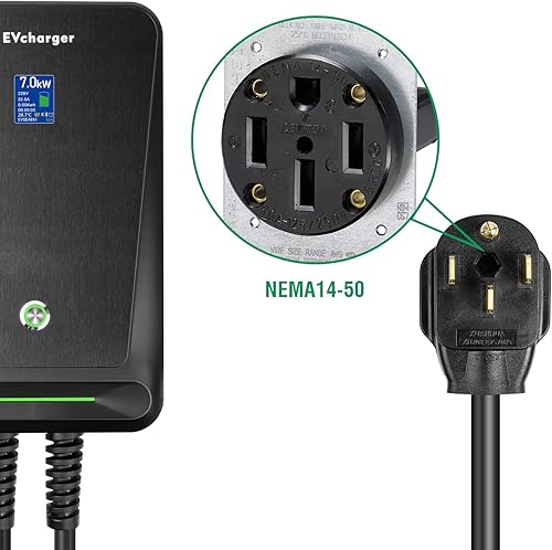 Miniatura 5 de 32A 7.68KW Cargador EV Nivel 2,240V 20ft Cable de carga Estación de carga de vehículos eléctricos con NEMA 14-50 para vehículos eléctricos e híbridos