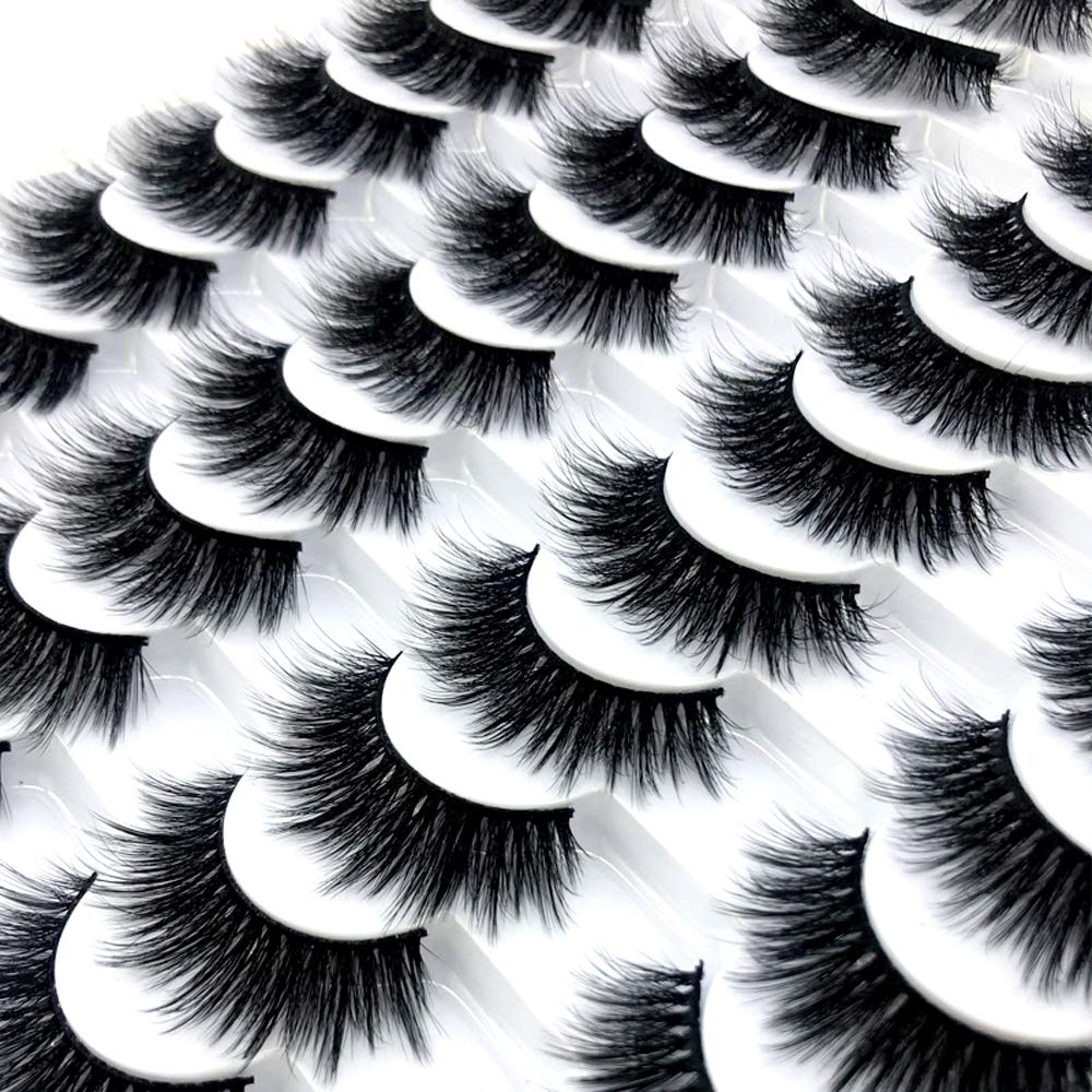 HBZGTLAD 20 pairs 3D Mink Lashes Natural False Eyelashes Dramatic Volume Fake Lashes Makeup Eyelash Extension Silk Eyelashes