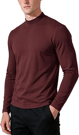 Mens Mock Turtleneck Long Sleeve Shirts Thermal Fitted