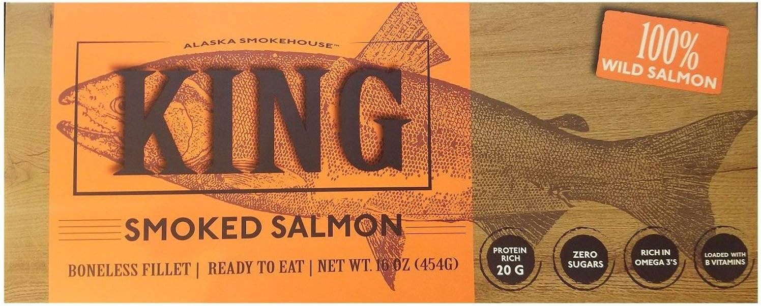 Alaska Smokehouse Smoked King Wild Salmon Fillet, 16 oz, Alaska Smokehouse