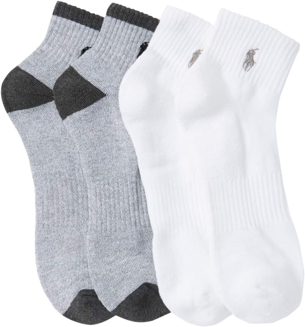 POLO RALPH LAUREN Men`s Ankle Socks 4 Pack (G(ZP113858PKN)/W, 10-13)