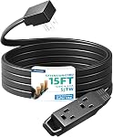 DEWENWILS 3 Cordon d'extension avec prise plate, 25 FT 16/3 Câble d'alimentation au sol Awg pour usage intérieur, Noël, SPT-3 Cord, blanc, ETL Inscrit, paquet de 1