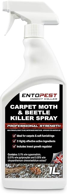 Entopest Insect Killer Spray for Carpets 1L RTU - Pro Strength Insecticide Spray for Carpet Beetle & Case-Bearing Clothes Moth (Includes Advanced IGR)