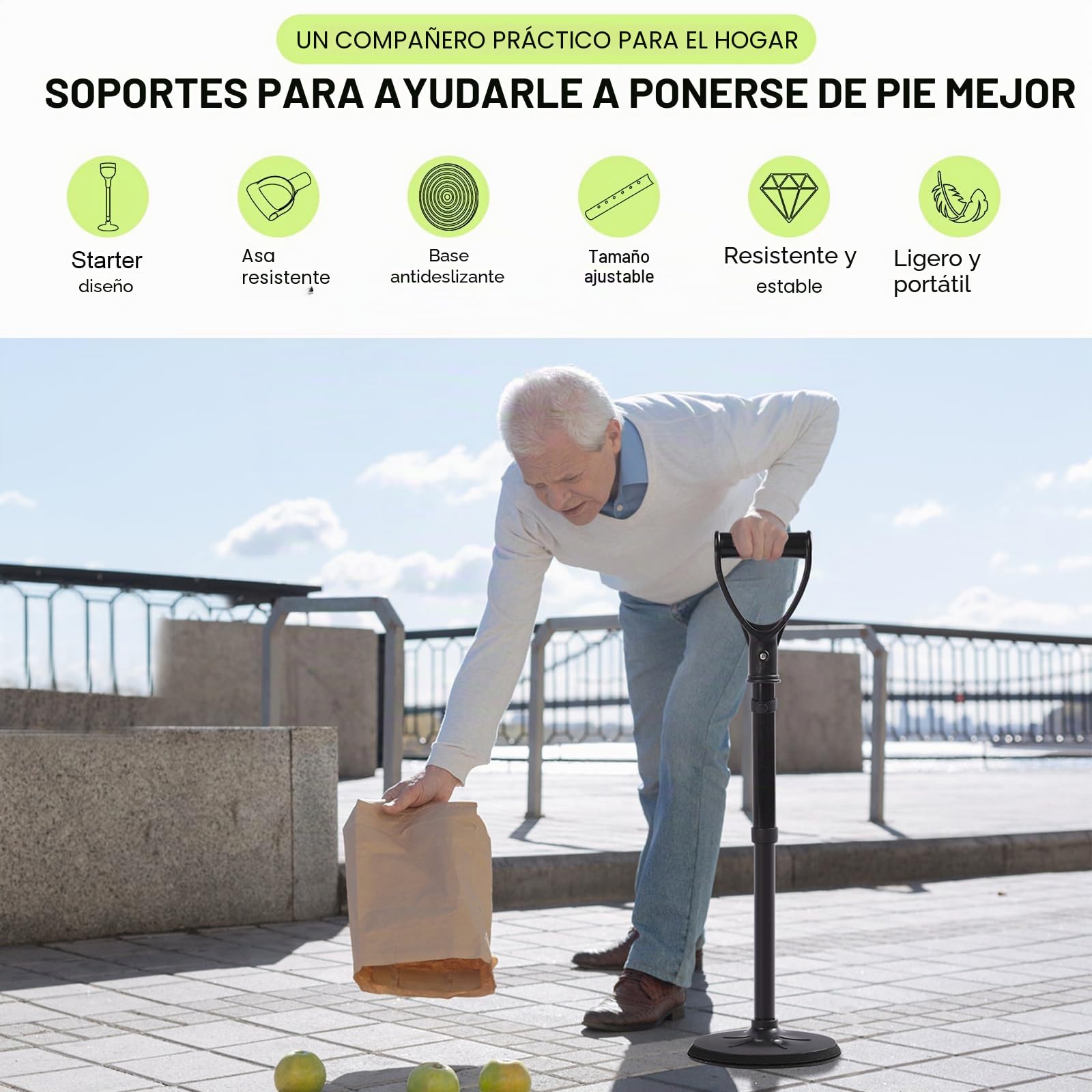 Ayuda para La Movilidad, Ajustable Ayuda para Levantarse, Asistencia para Personas Mayores, Para Pacientes, Ancianos, Sofá, Hogar, Ayuda de Pie y Apoyos, Al menos Capacidad de Carga 90 KG (Negro)