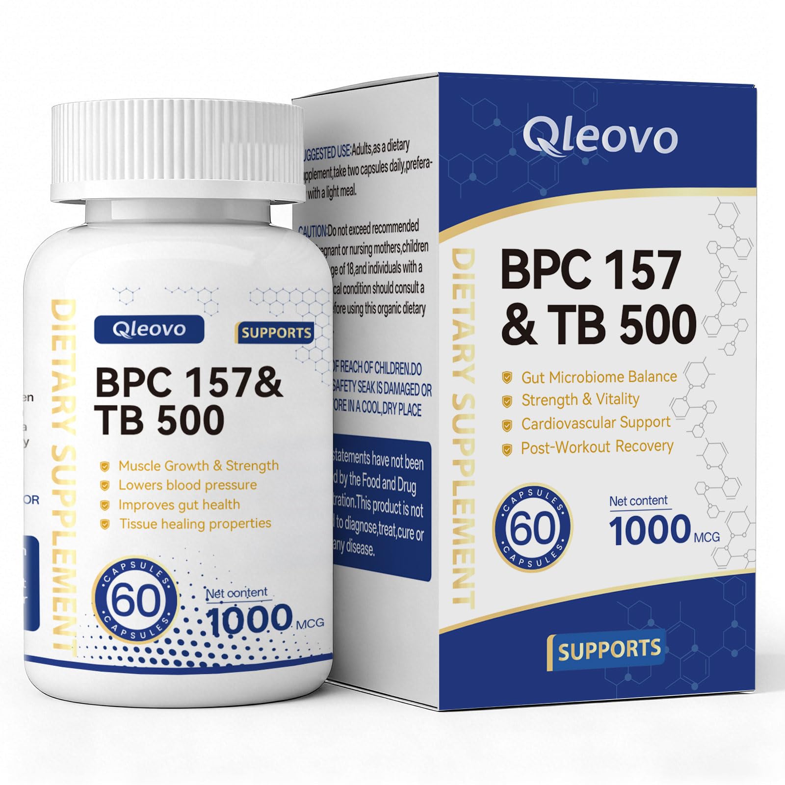 Amazon.com: Qleovo BPC 157 and TB 500 Peptide Capsules 1000 mcg, Supports Muscle  Growth, Tissue Repair, Strength, Non-GMO, Gluten-Free, 60 Capsules : Health  & Household