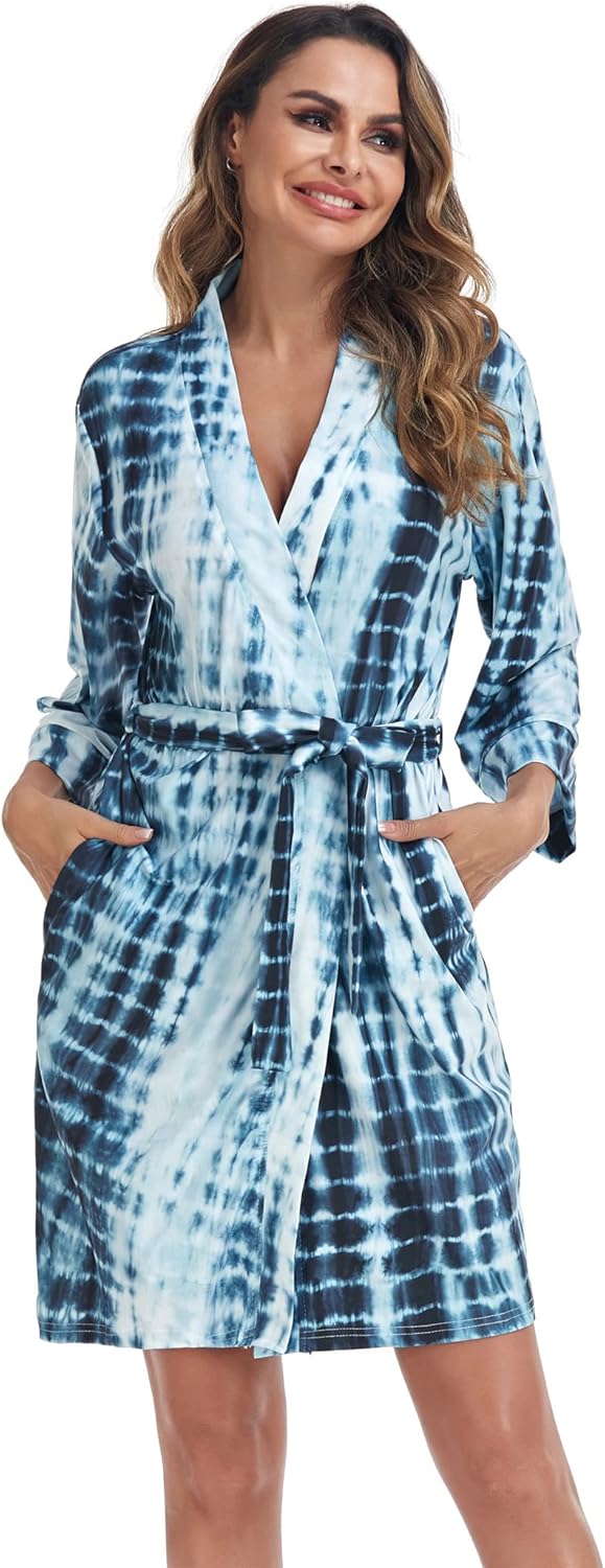 Super Shopping-zone Women's Robes Lightweight Kimono Robes Knit Bathrobes Soft Sleepwear Loungewear - Image 3