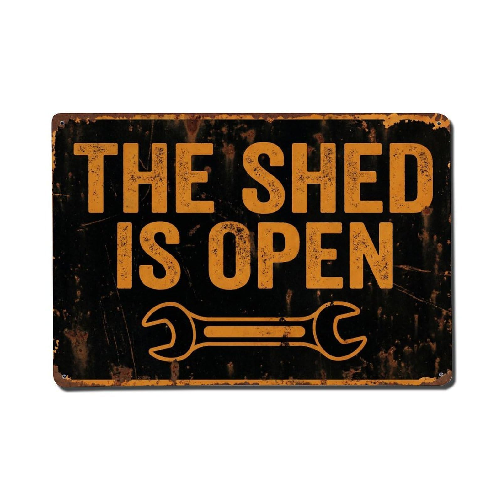 Workshop Shed Open Quality Service Repair Metal Tin Sign Plaque Wall Decor for Cafe, Man Cave, Club Bar, Office, Home Garden Round Metal Poster 8x12Inch