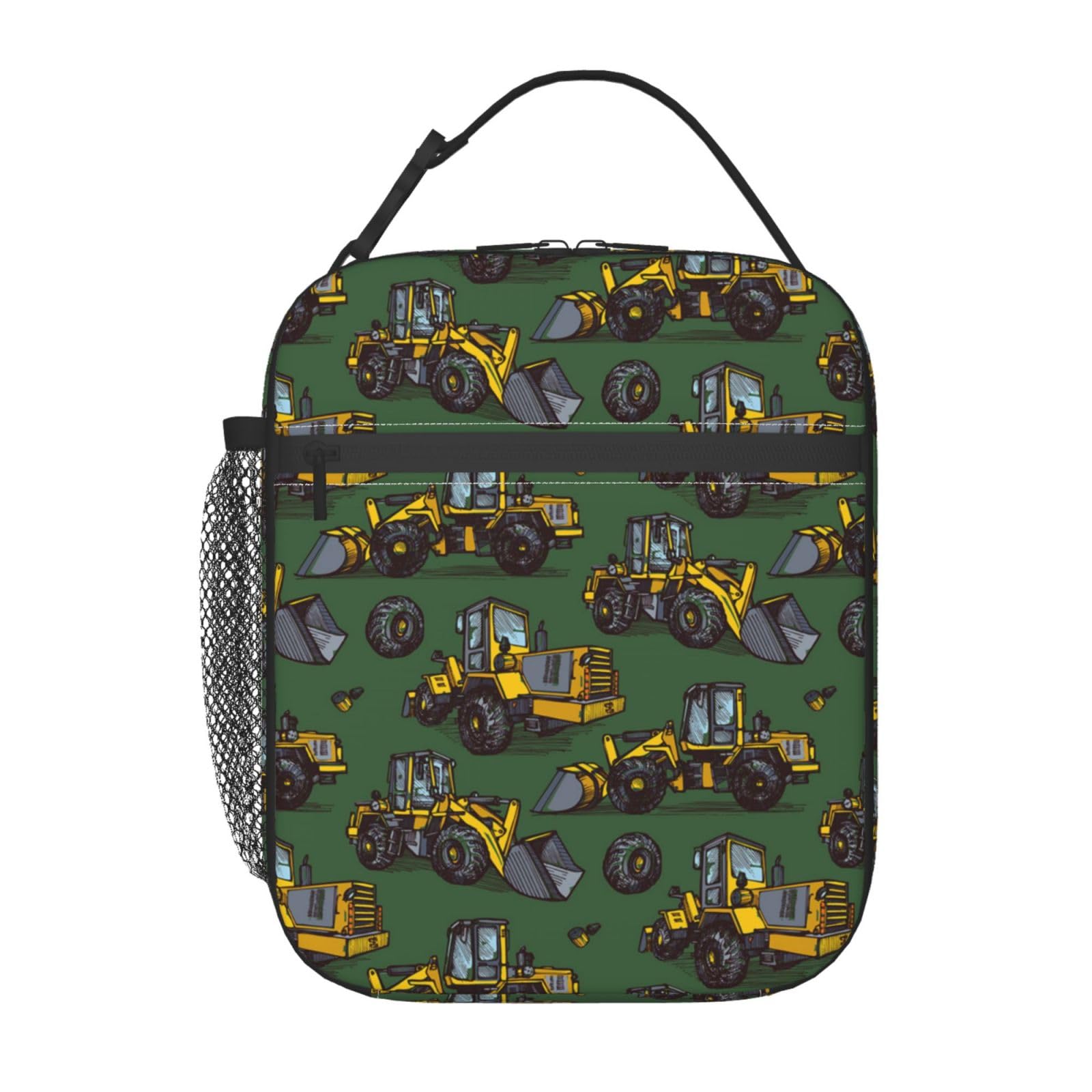 cromcu Insulated Lunch Box for Boys Men Tractor Lunch Box for Work,Picnic,School,Travel,Hiking, Beach or Fishing Polyester Tractor Lunch Bag Road Scraper