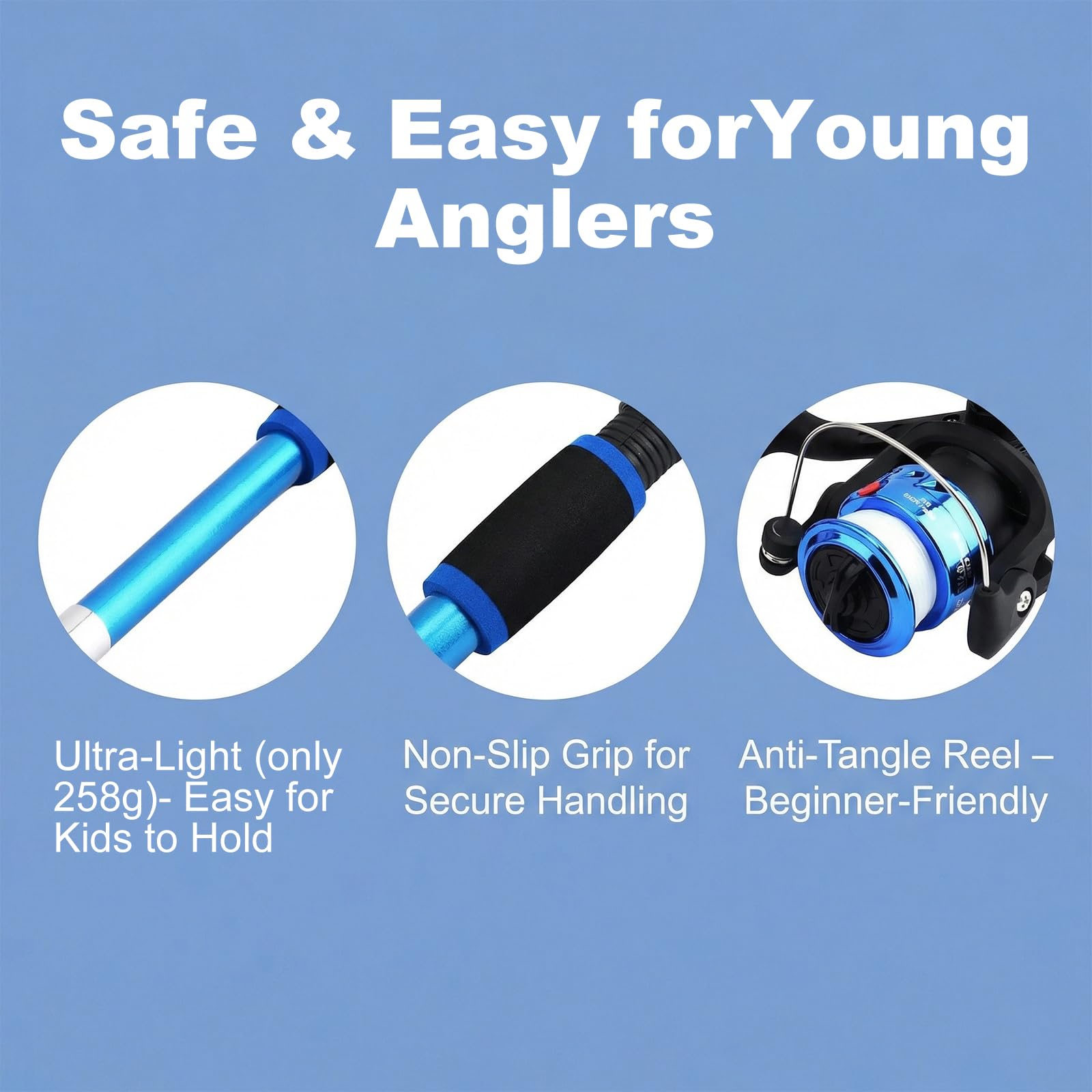 Kit de Canne à Pêche pour Enfants, Ensemble 2 Kit de Pêche pour Enfants, 1.8 M Télescopique Canne et Moulinet avec Moulinet Spincast pour Débutants,Kit D'initiation à La Pêche avec Sac
