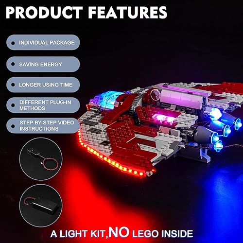 Miniatura 9 de BrickBling Luz LED para Lego Ahsoka Tano T-6 Jedi Shuttle Playset (sin modelo), luces de control remoto compatibles con Lego 75362, gran sorpresa