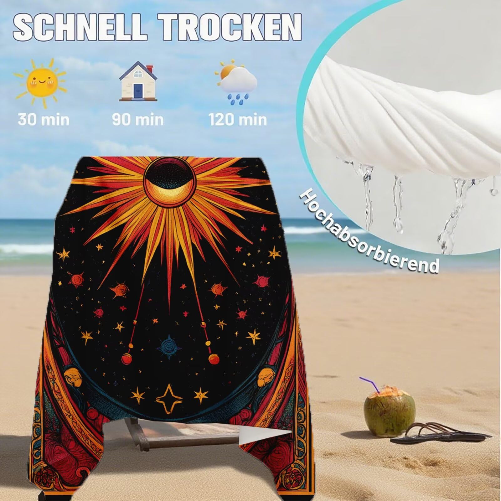 Serviette de Plage XXL 90x200,Abstrait Serviette Plage Microfibre avec Séchage Rapide, Anti-Sable, Absorbante Fonction Design pour Vacances Piscine Pique-Nique Voyages Yoga, Cadeau Femme Q-725