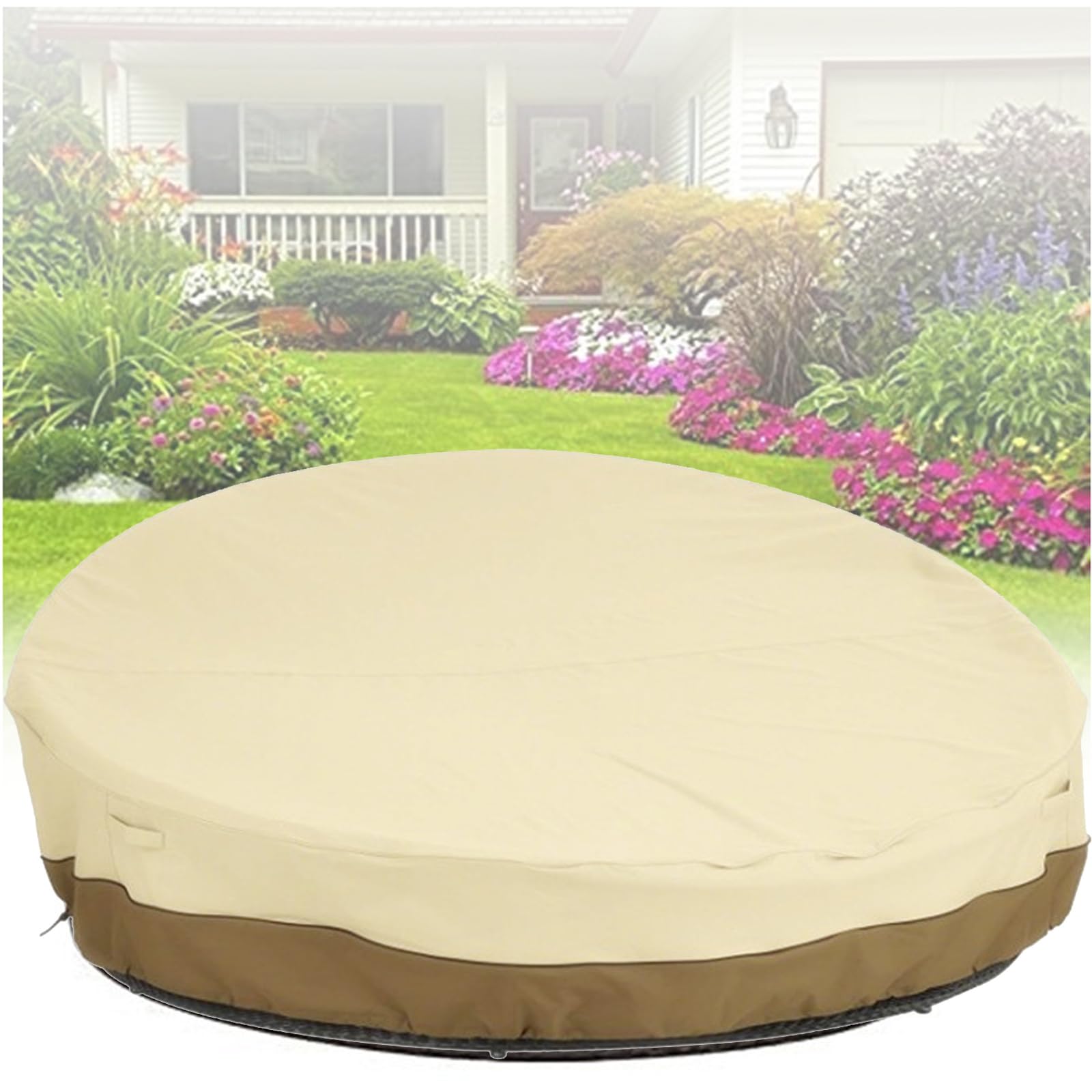 Outdoor Rattan Daybed Cover, 210D Oxford Round Sun Island Cover Protective Waterproof for Garden Furniture , Patio Wickers Sun Lounger Daybed Protection With Drawstring(Size:228*83cm,Color:BeigeCoffee