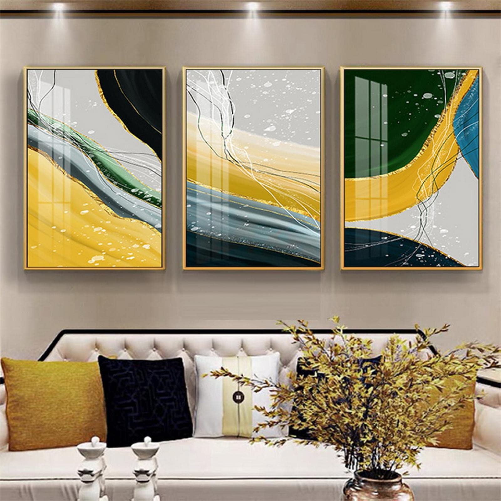 Lienzo abstracto dsdsgog de alta definición con trazos oro 7