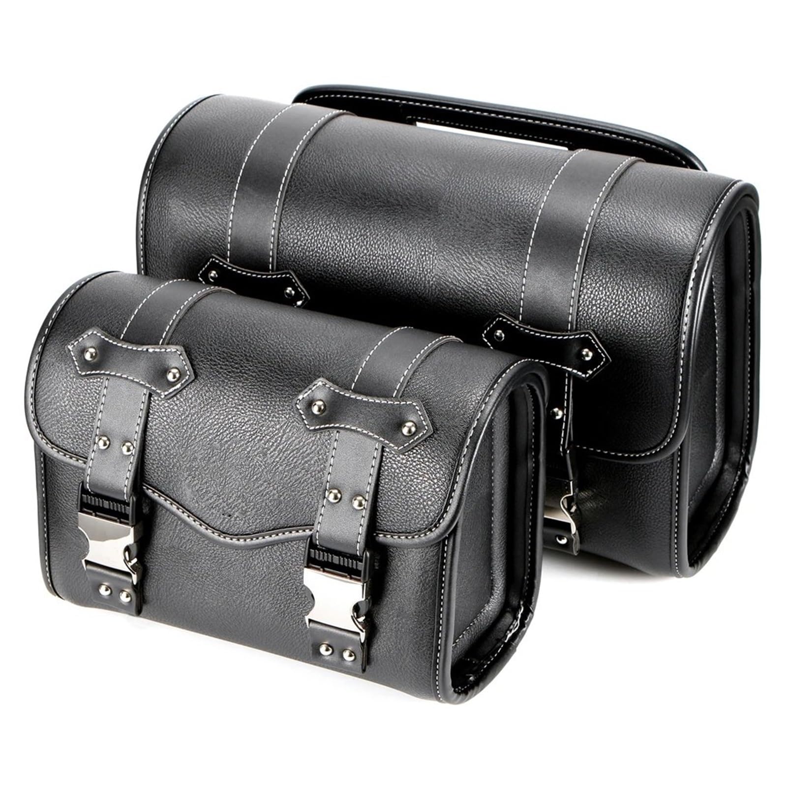 AVFORA Borsa da sella universale per moto, borsa da sella per forcella in pelle PU, borsa laterale per attrezzi, borsa da sella per telaio BMW (grande)